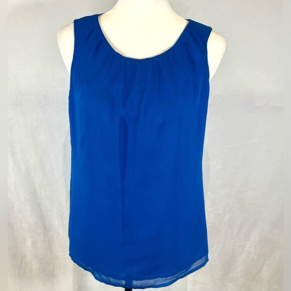 Jones New York royal blue stitch pleated top size 4 - Picture 1 of 5